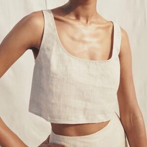 Reformation Adalyn Linen Top - Oatmeal